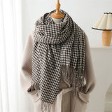 Vintage Houndstooth Faux Cashmere Scarf-Long Wrap_Cwasc1445