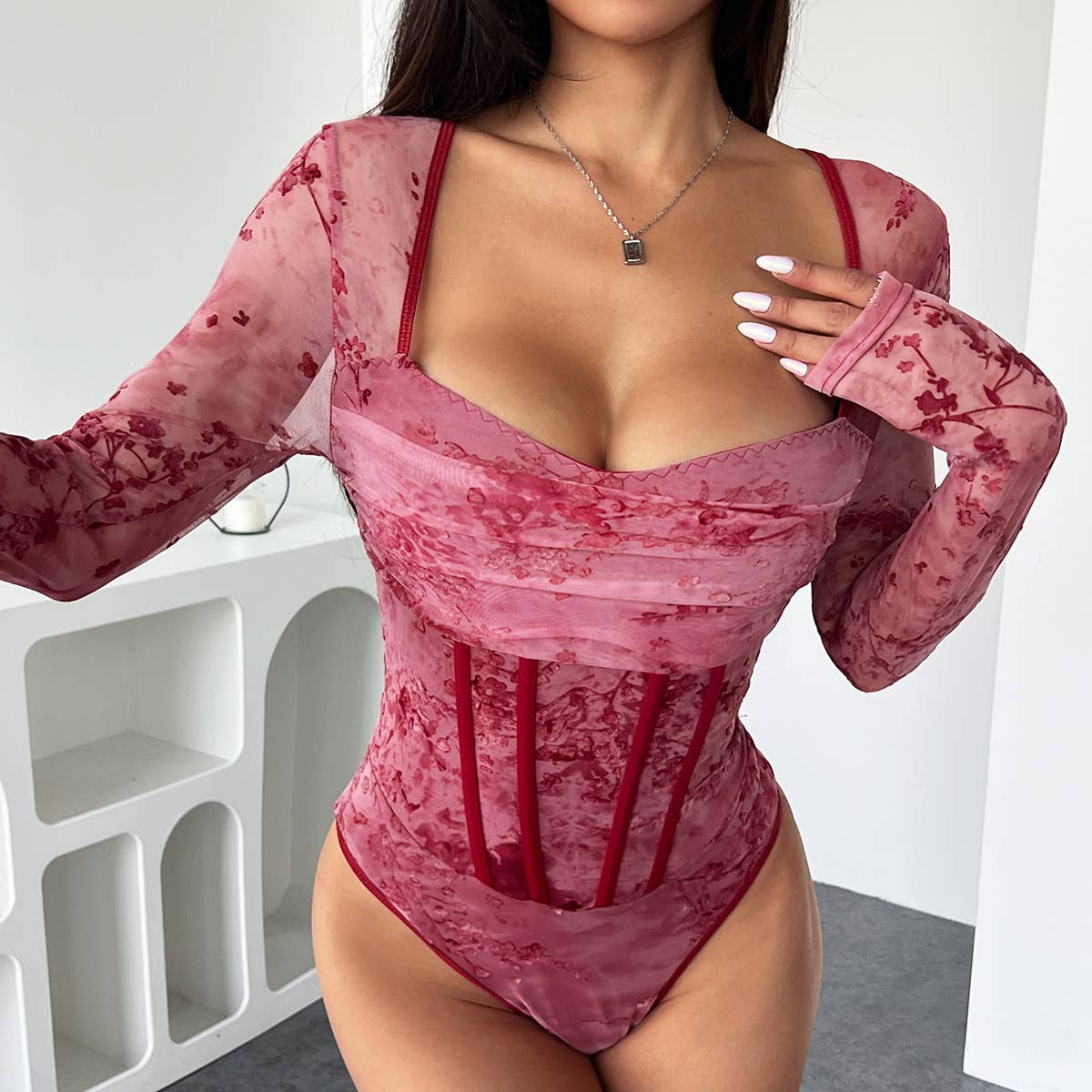 STREET FISHBONE LONG SLEEVED SEXY HOT GIRL JUMPSUIT_CWMM4644