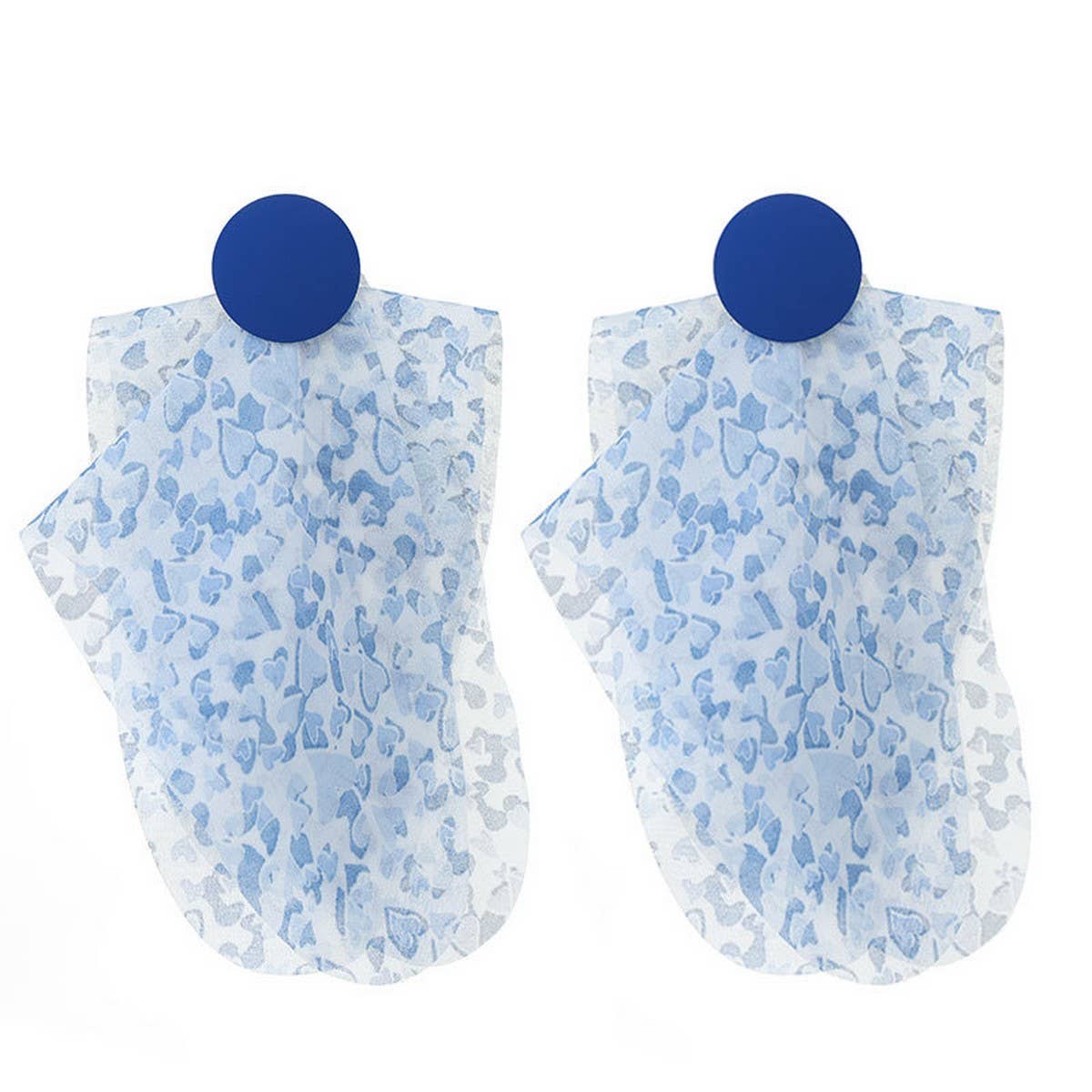 LONG DYED FABRIC HEART EARRINGS HANDMADE STYLE_CWMM6260