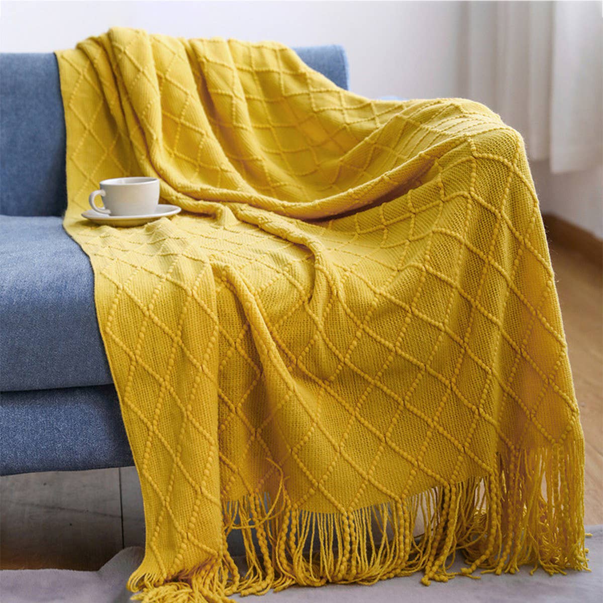 KNITTED TASSEL THIN BLANKET SOFA BLANKET_CWMM0183