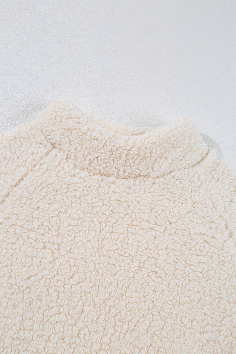 Solid Drop Shoulder Fleece Turtleneck Hoodie