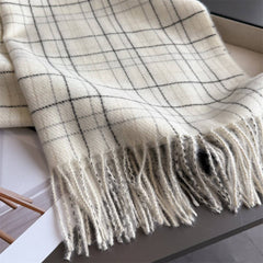 Chic Plaid Tassel Scarf Soft Cashmere Feel Wrap_ Cwasc03271