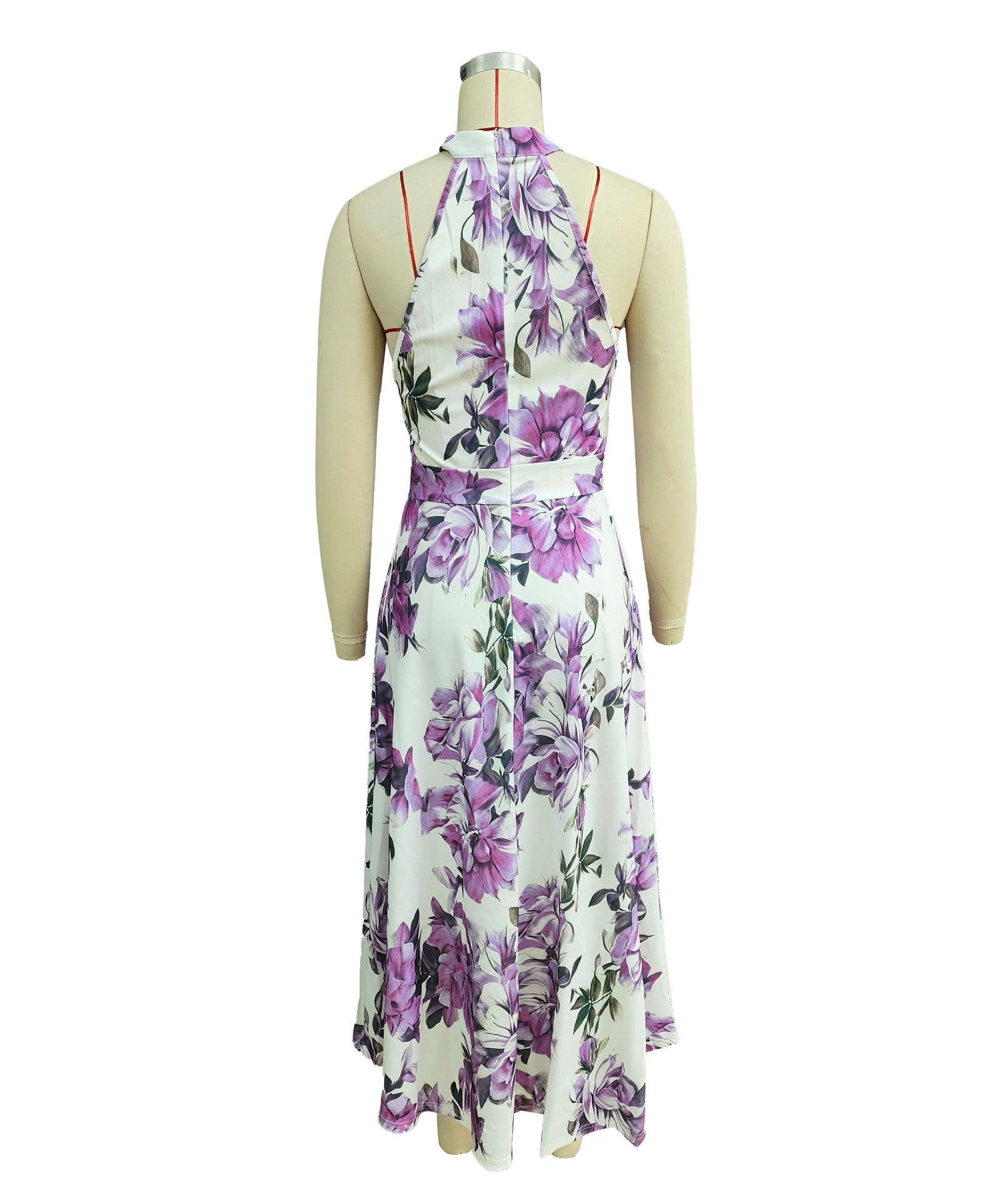 Vacation-Style Printed High-Waisted Beach Dress