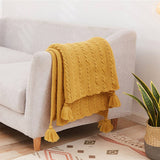 SOLID COLOR SIMPLE KNITTED TASSEL THROW BLANKET_CWMM2381