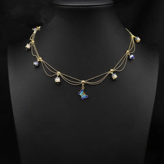 Womens Tassel Butterfly Natural Pearl Necklace