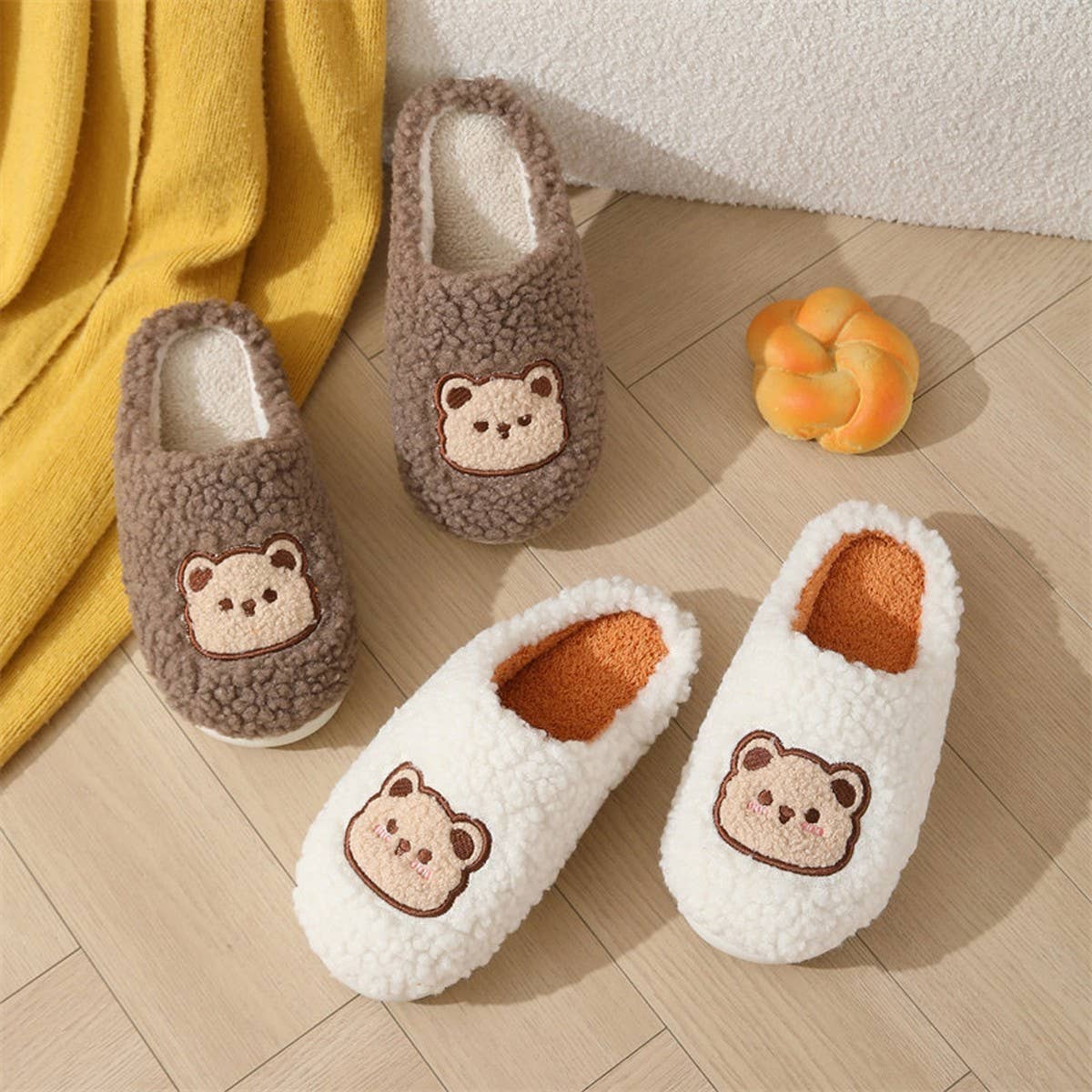 CUTE CARTOON BEAR PLUSH WARM COTTON SLIPPERS_CWSHS0852