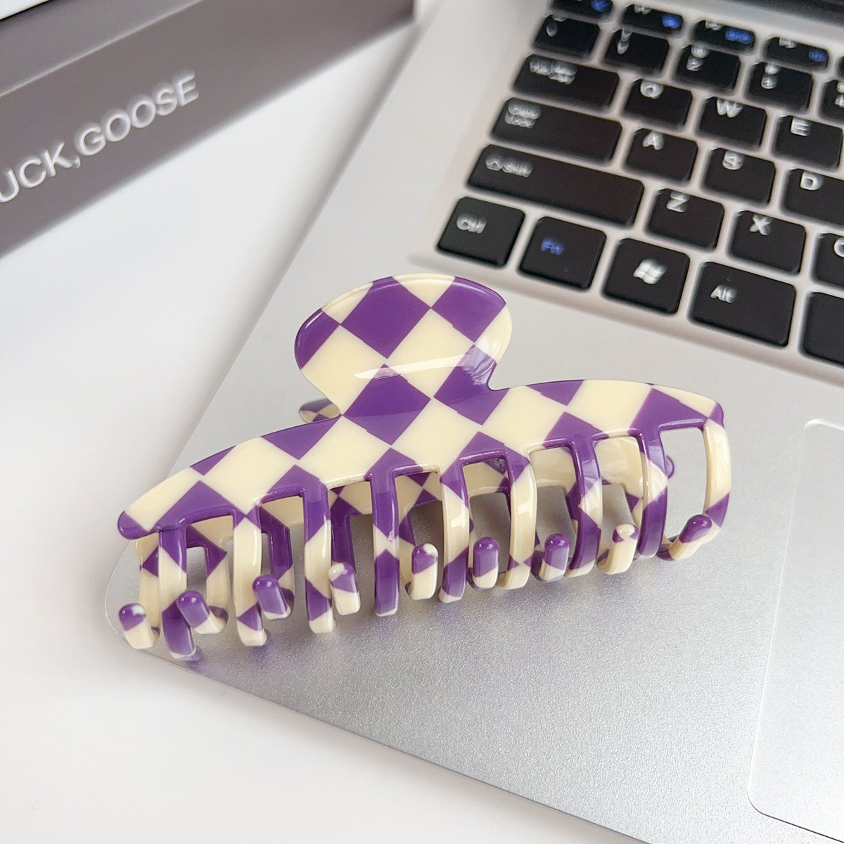 Checkerboard Hair Claw ? Candy Color Acetate Look_Cwmm10084
