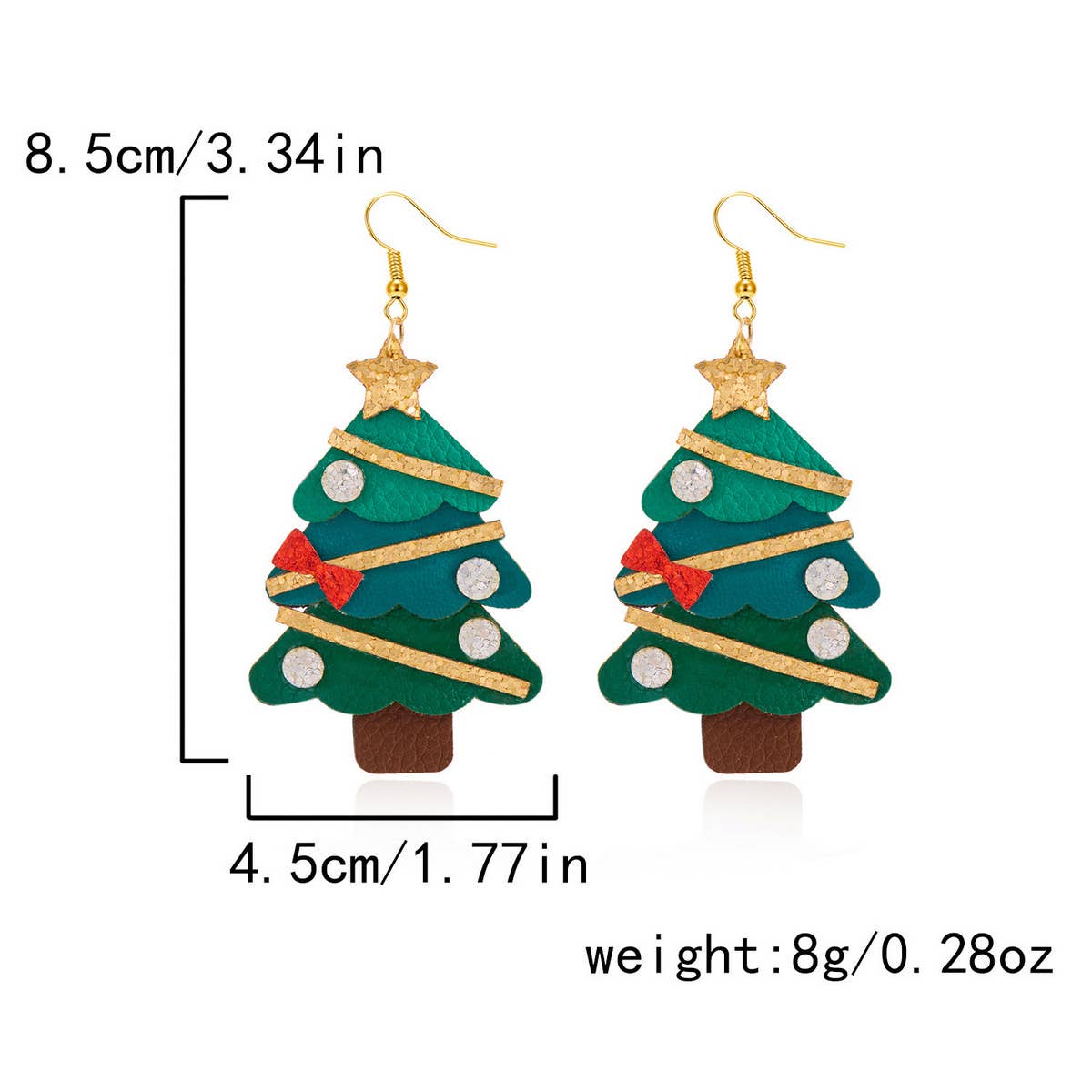 CHRISTMAS TREE SNOWFLAKE EARRINGS_CWAJE2397