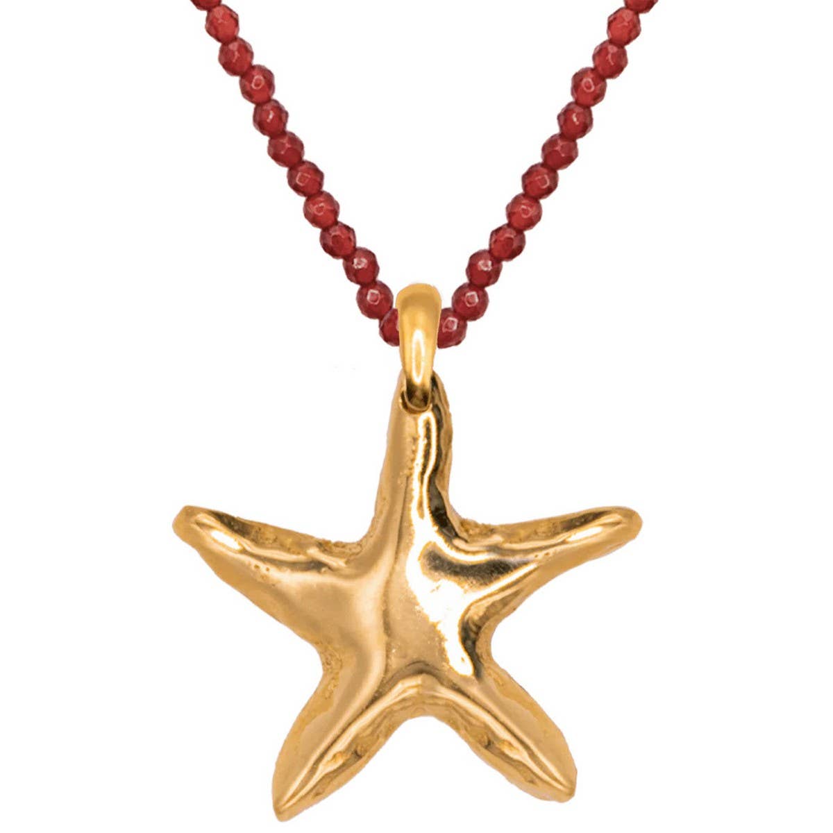 GOLD OCEAN CHARMS NECKLACE FISH SHELL BEADS_CWAJE4614