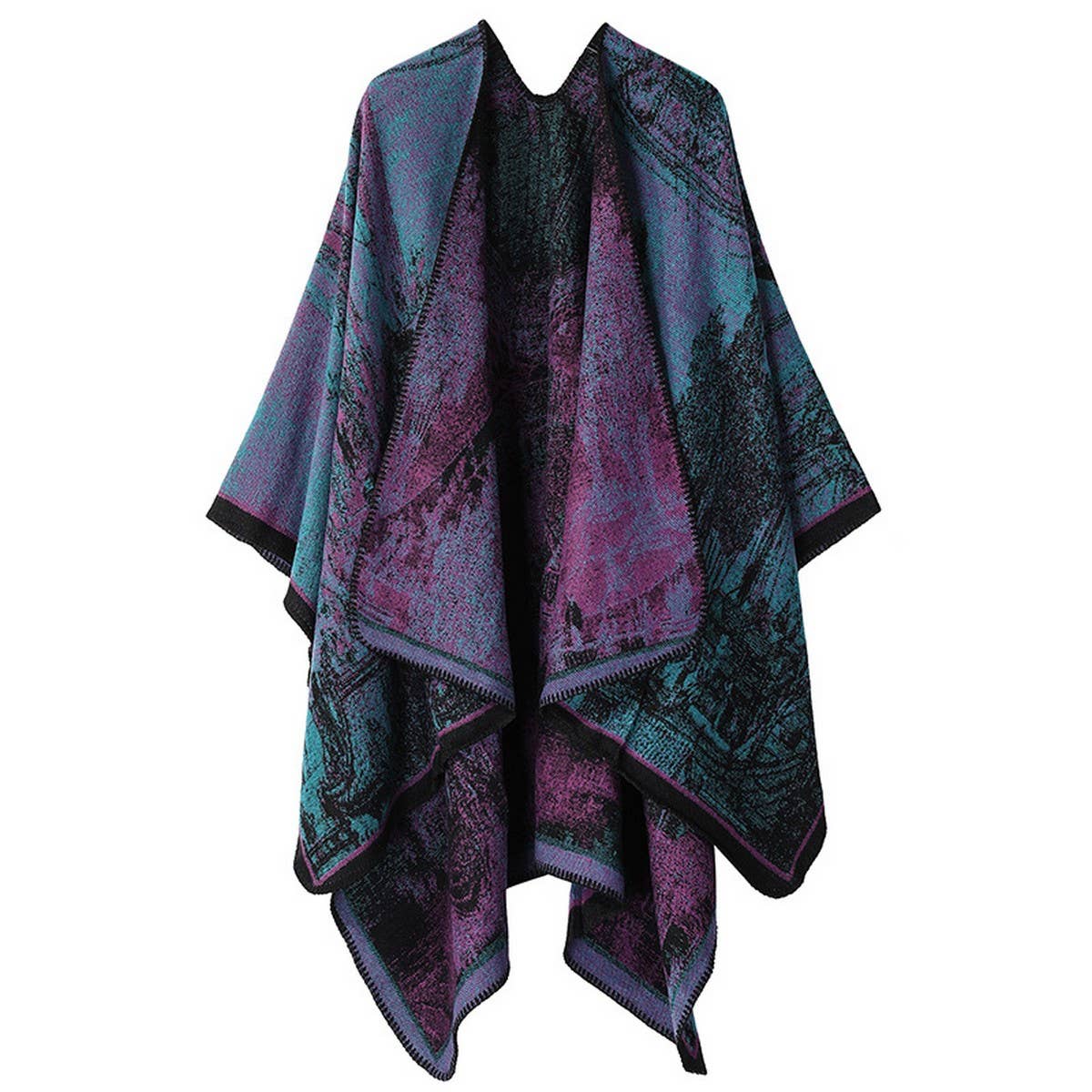 CAPE DARK DOUBLE SIDED WARM OUTER WEAR THICK SHAWL_CWASC2126