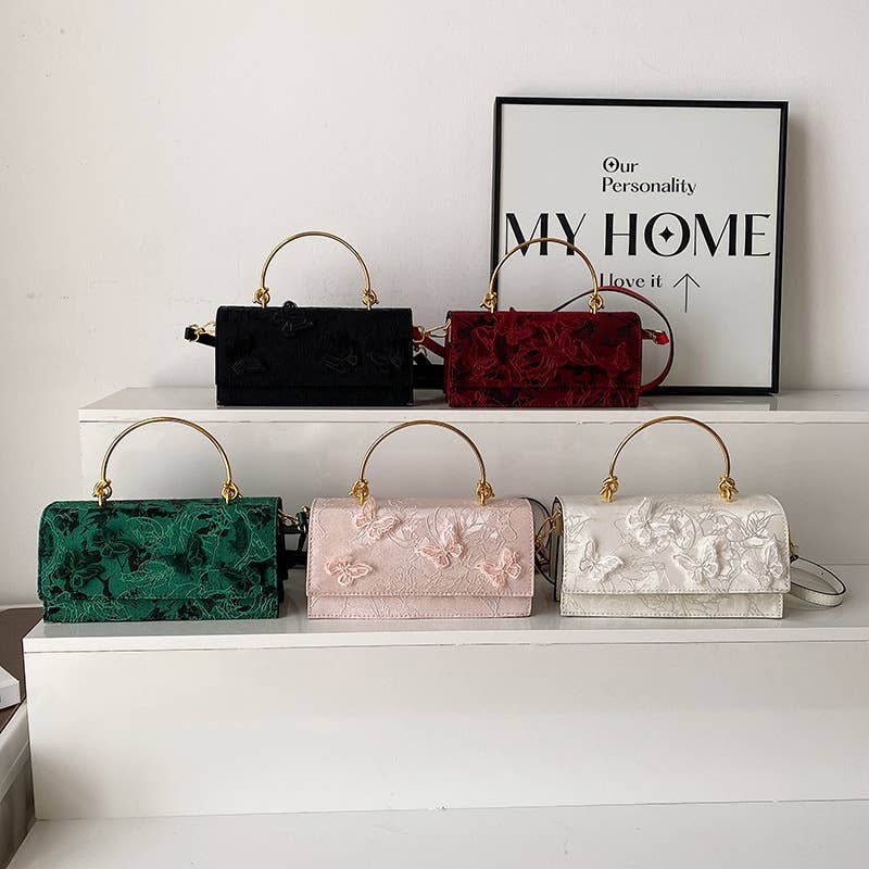 Lace Butterfly Single-Shoulder Chain Square Bag