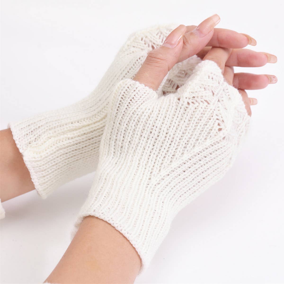 Solid Color Knitted Warm Fingerless Gloves_Cwag0097