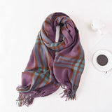 TASSEL PLAID WARM STUDENT SHAWL NECK SCARF_CWASC0409