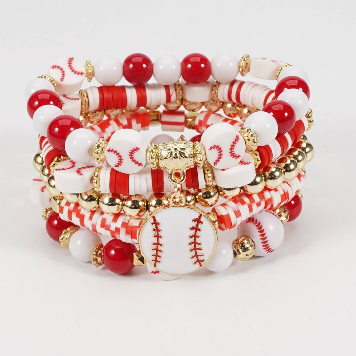 Cwmm10454_Baseball Game Day Charm Elastic Bracelet Set