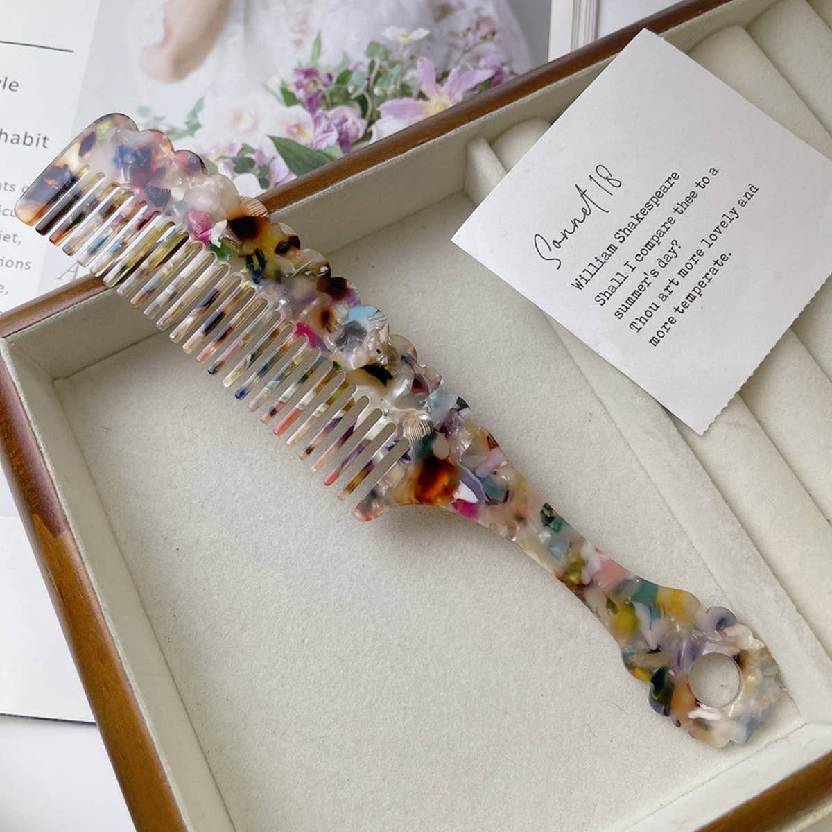 RETRO TORTOISESHELL COLOR HANDLE WAVY COMB_CWMM1082