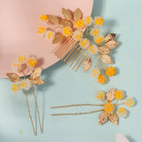 NEW YELLOW FLOWER BRIDAL HAIR ACCESSORIES_CWAHA2796