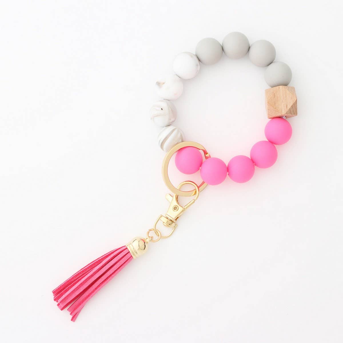 TASSEL BEAD KEYCHAIN BRACELET WITH SILICONE BEADS_CWMM7020