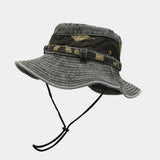 CAMOUFLAGE WIDE BRIM SUN HAT WITH CHIN STRAP_CWAH3827