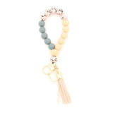 SILICONE WOOD BEAD BRACELET WITH LEATHER KEYCHAIN_CWMM7009