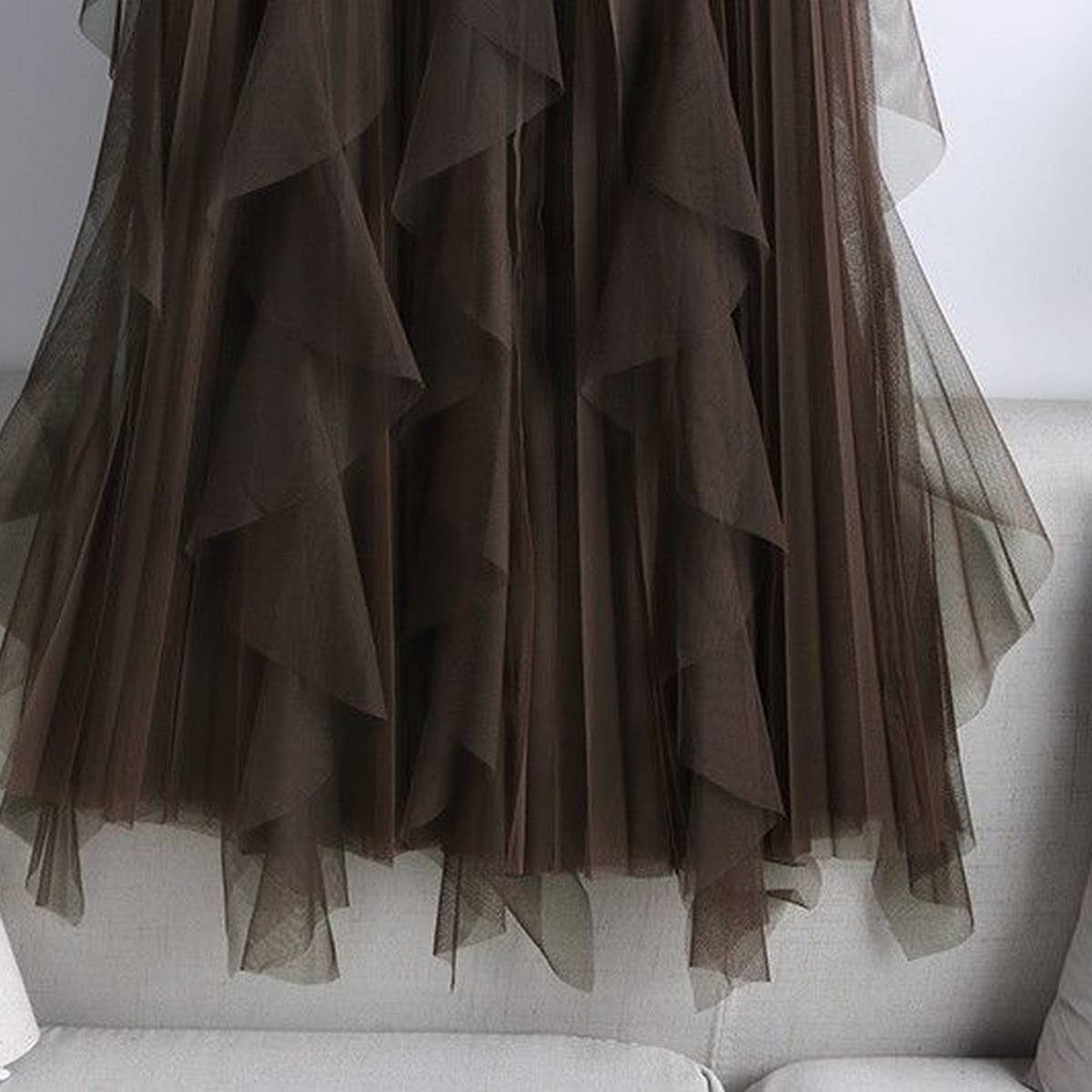 Tulle Skirt Mid-Length High Waist Pleated Skirt_Cwbls0397