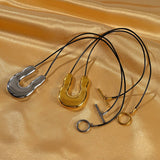 IRREGULAR HORSESHOE PENDANT LEATHER NECKLACE_CWMM8863