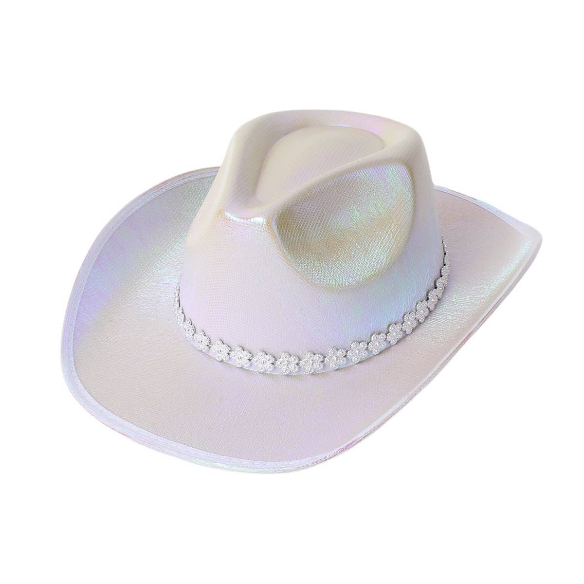 GLITTER WESTERN COWBOY HAT WITH RHINESTONE STRIP_CWAH3646