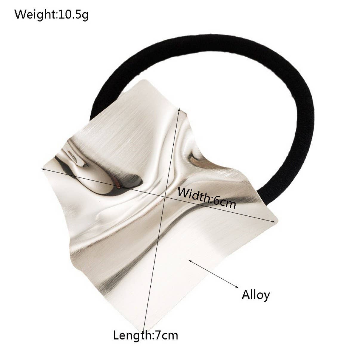 GLOSSY METAL HEART GEOMETRIC ELASTIC HAIR TIE_CWAHA6250