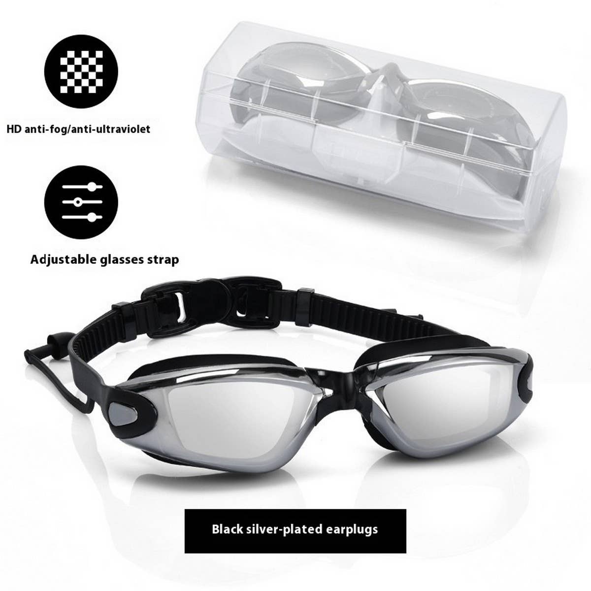 SILICONE RACING SWIM GOGGLES HD ANTI FOG MIRROR_CWASG1036