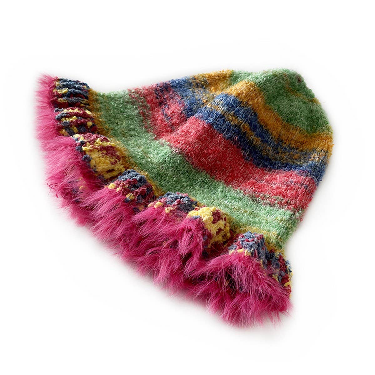 CHILDRENS COLORFUL GRADIENT STRIPED KNITTED HAT_CWAH2058