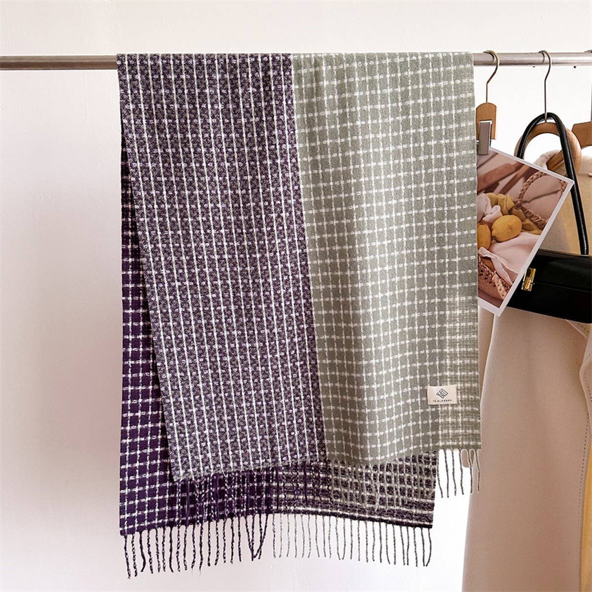 PLAID COLORBLOCK SCARF UNISEX WARM WINTER SHAWL_CWASC1447