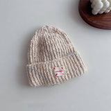 CHILDRENS STYLISH CURLED WHITE LABEL KNITTED HAT_CWAH2935