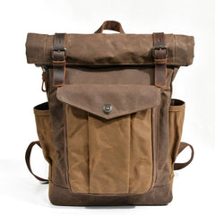 Unisex Waxed Canvas Travel Laptop Backpack_Cwab5531