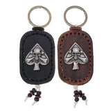 DOUBLE SIDED SKULL VINTAGE LEATHER KEYCHAIN_CWMM5023