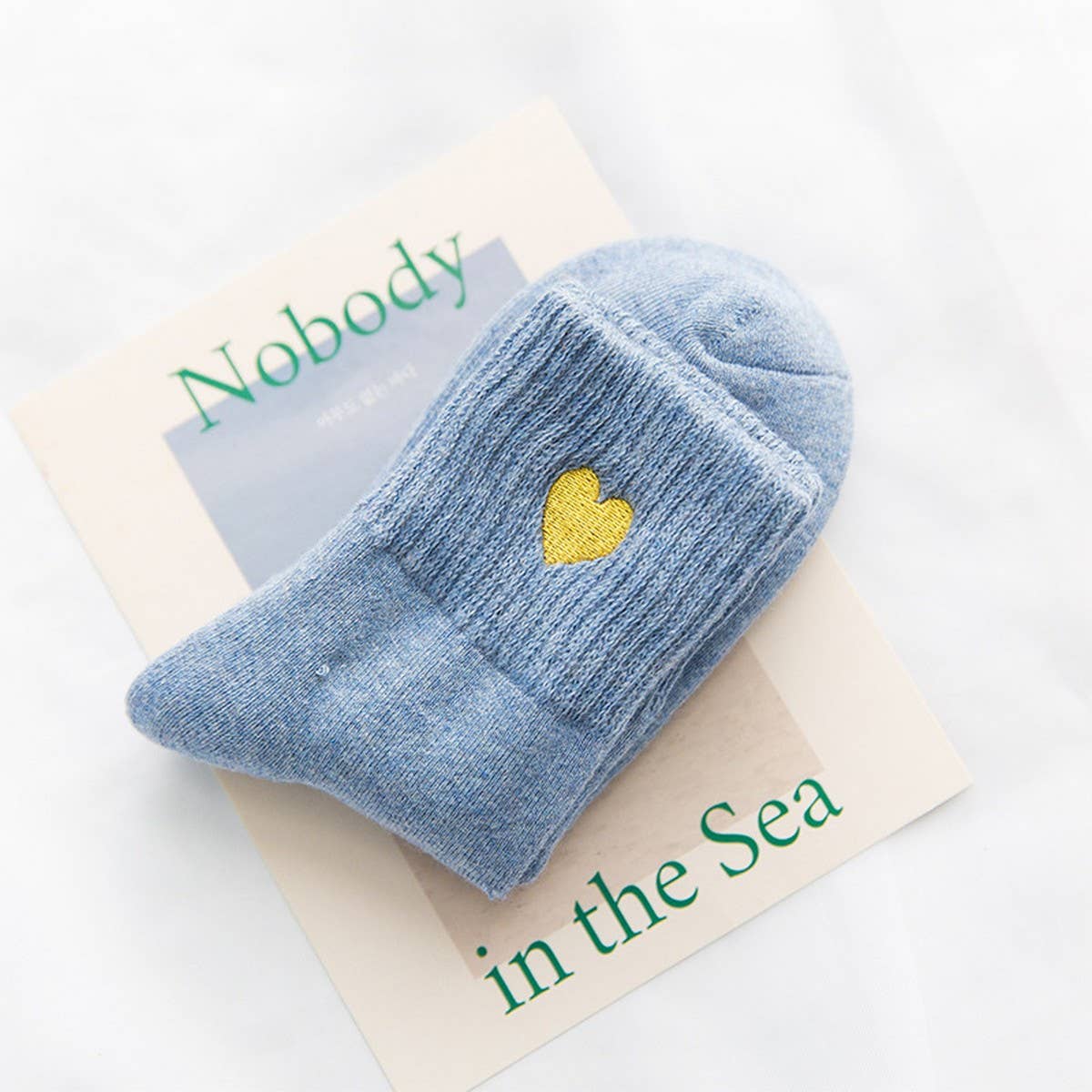 Winter Heart Embroidery Warm Terry Socks_Cwms1002