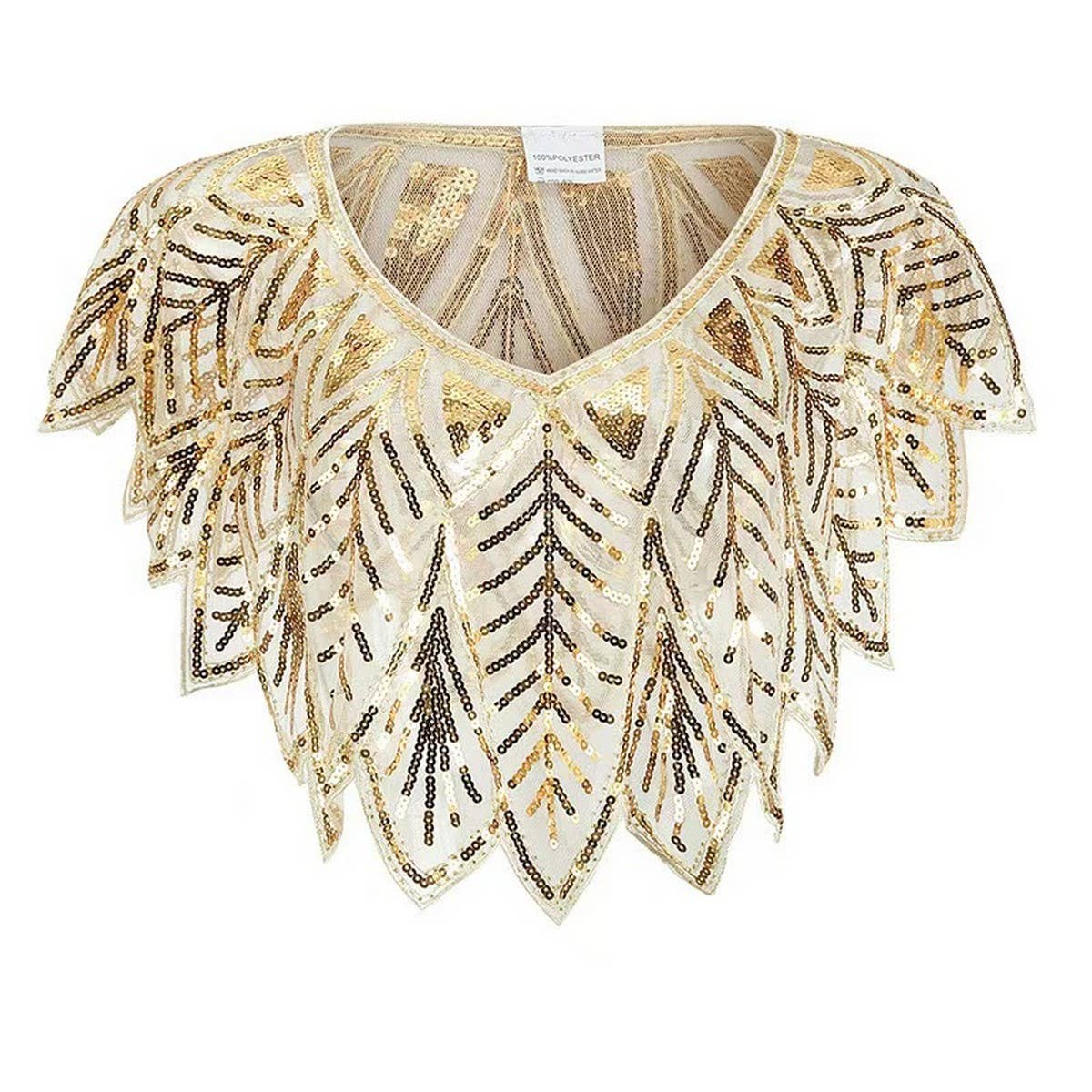 BEADED SEQUIN CAPELET VINTAGE EVENING WRAP_CWMM8957