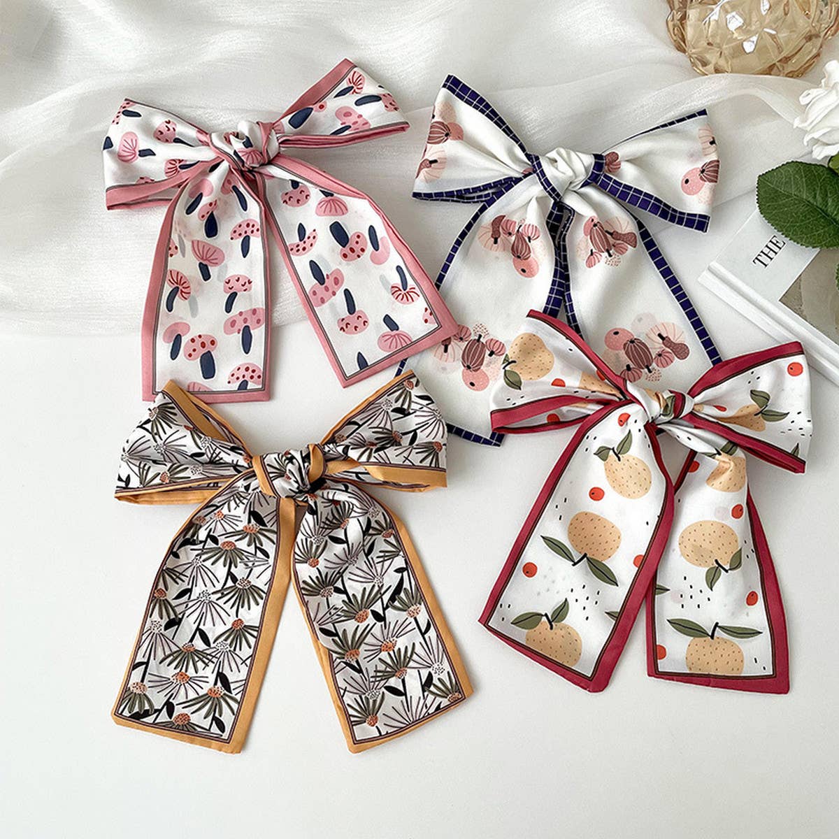 2024 New Style Bow Floral Striped Scarf_Cwasc0711