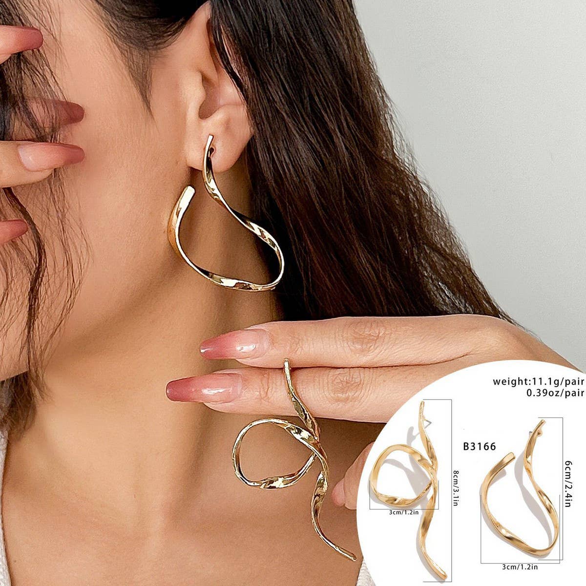 NICHE VERSATILE TEMPERAMENT ASYMMETRICAL EARRINGS_CWAJE1913