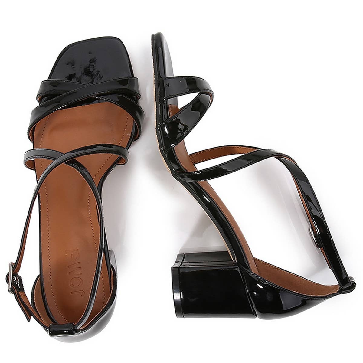 SQUARE TOE CROSS STRAP CHUNKY HIGH HEELS_CWSHH0118