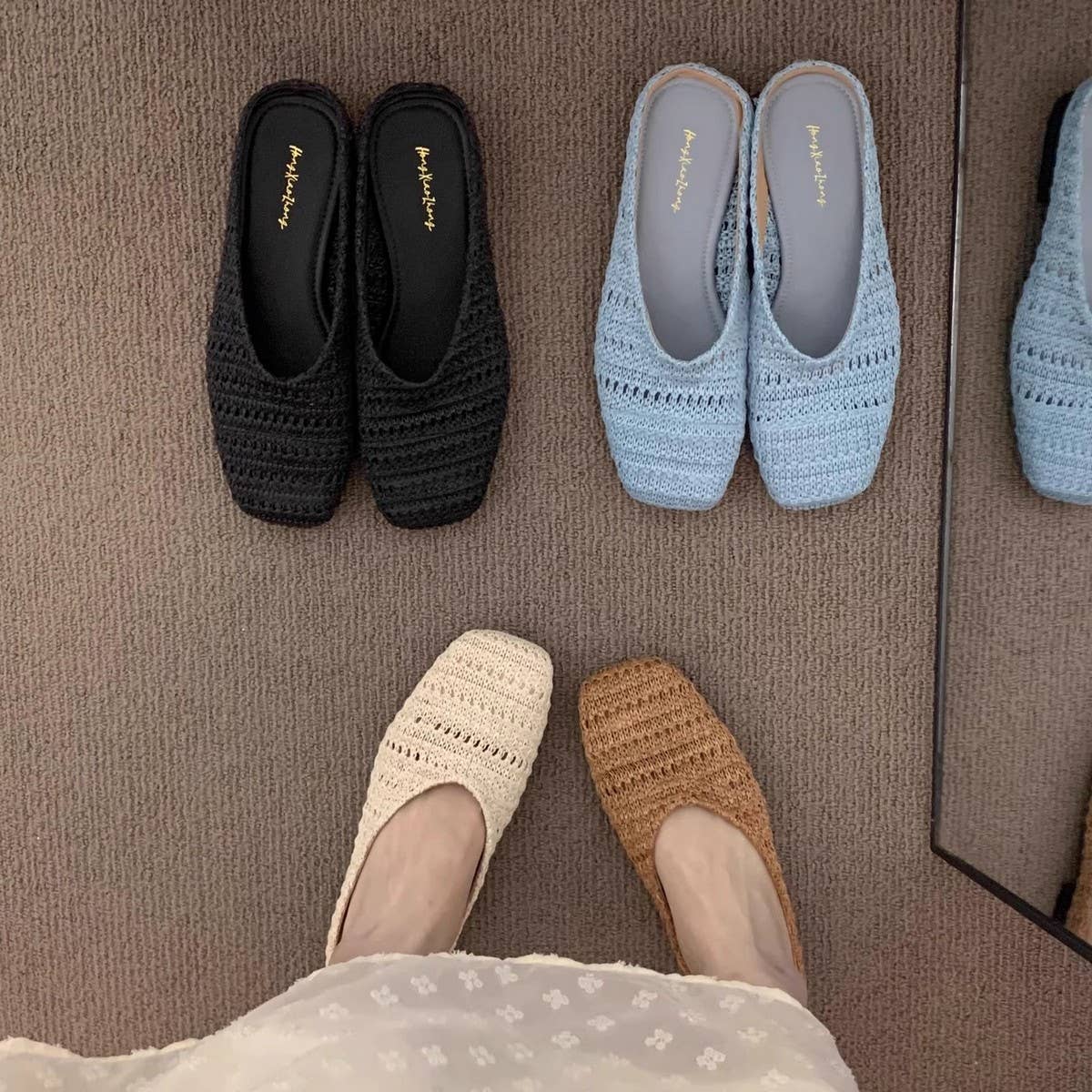 Unique Woven Slip-On Clogs With Closed Toe