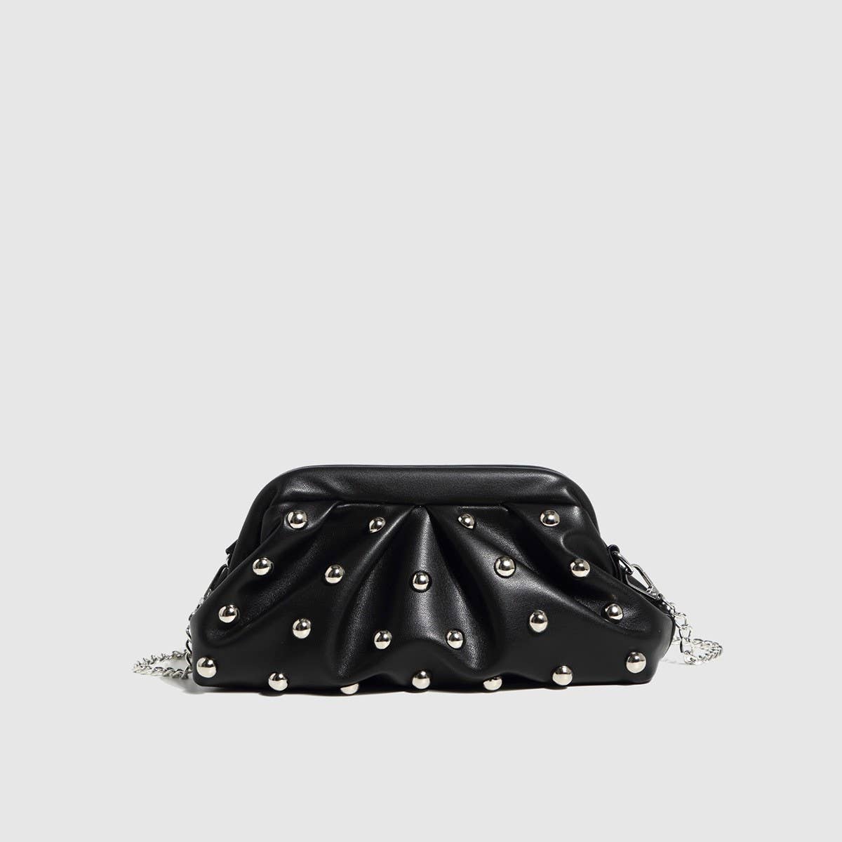 STUDDED DUMPLING CLUTCH CHAIN SHOULDER BAG_CWAB5711