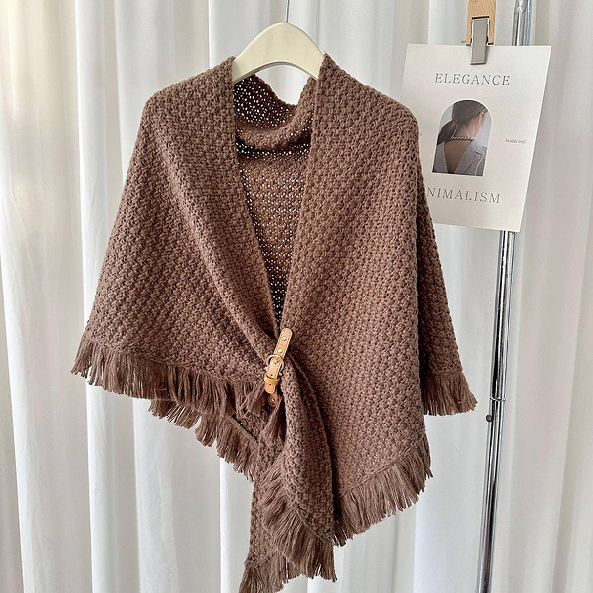 Winter Tassel Cape Scarf Shawl For Warm Layering_Cwasc0764