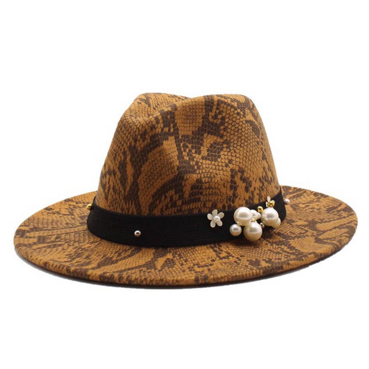 Tweed Hat Snake Pattern Hat Jazz Hat Felt Hat_Cwah2597