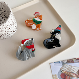 Cat Christmas Hat Hair Claw, Fun Animal Clip_Cwaha07288