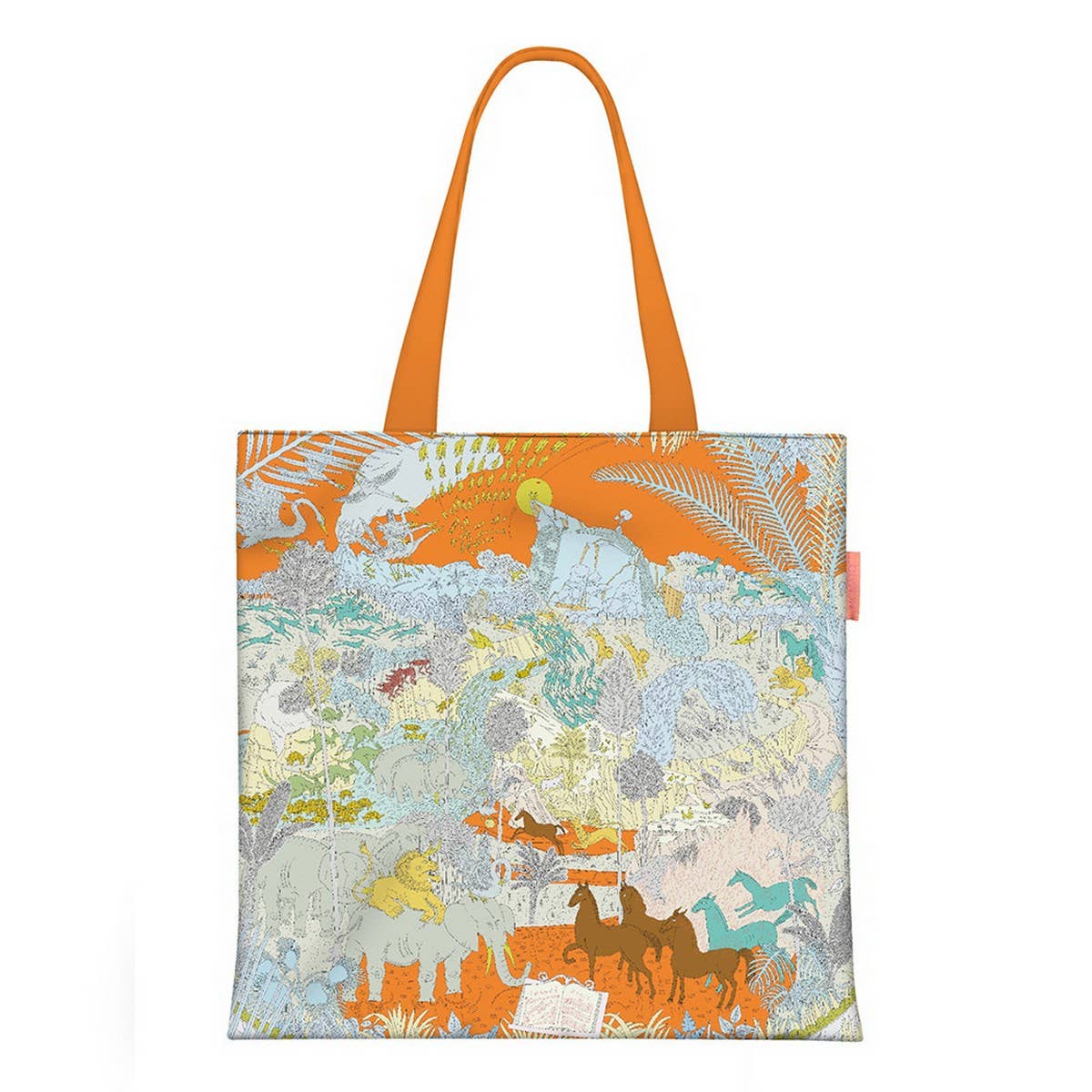 ANIMAL PARTY CANVAS TOTE WITH ELEPHANT LION_CWAB5133