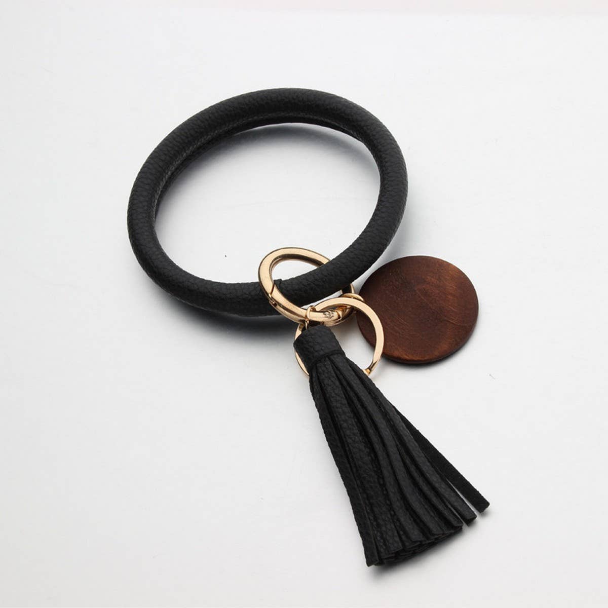 PERSONALIZED LEATHER WRISTLET KEYCHAIN WITH TASSEL_CWMM7024