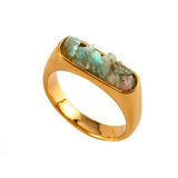 DESIGNER 18K STEEL RING WITH CRUSHED GEMSTONE_CWMM8933