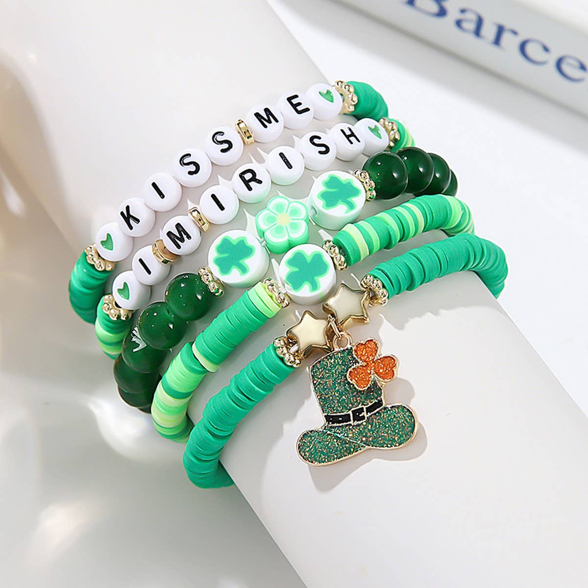 ST PATRICKS DAY LUCKY CLOVER CHARM BRACELET SET_CWMM3507