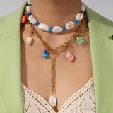 OCEAN PEARL NECKLACE WITH GLASS PENDANT_CWMM8861
