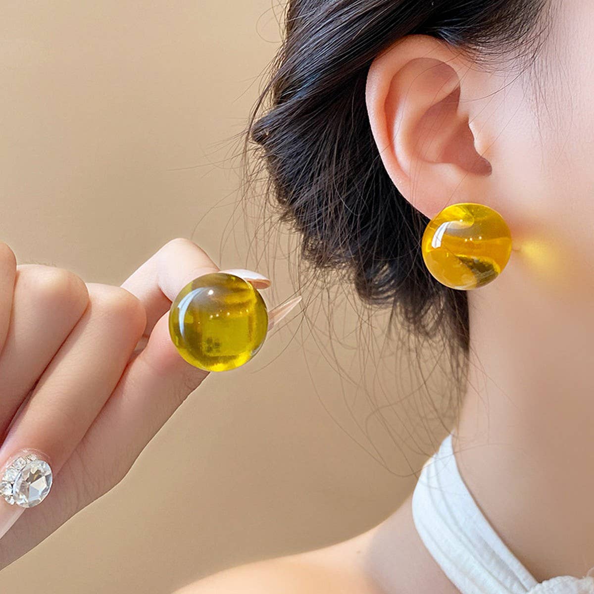 SWEET DOPAMINE COLORFUL JELLY ROUND EARRINGS_CWAJE2320