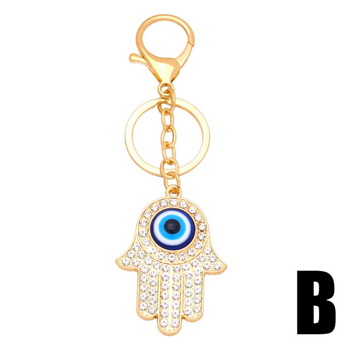 COLORED DIAMOND DEVILS EYE METAL KEYCHAIN PENDANT_CWAJE0878
